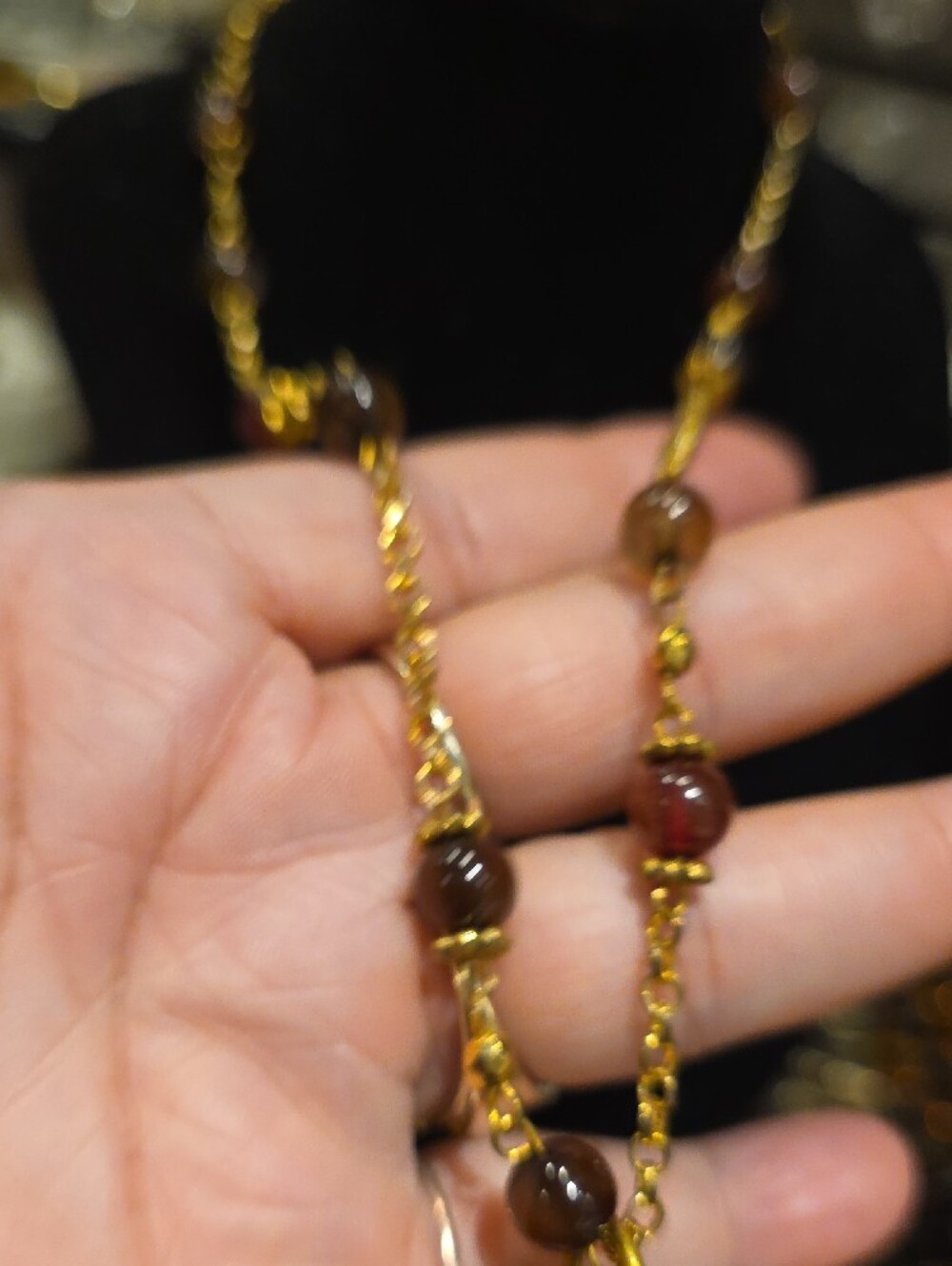 Gold-Tone Necklace with Red and Orange Jasper Pendant - Picture 5 of 9